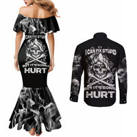 Skull Couples Matching Mermaid Dress and Long Sleeve Button Shirts I Can Fix Stupid DT01