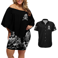 Skull Couples Matching Off Shoulder Short Dress and Hawaiian Shirt I Can Fix Stupid - Wonder Print Shop