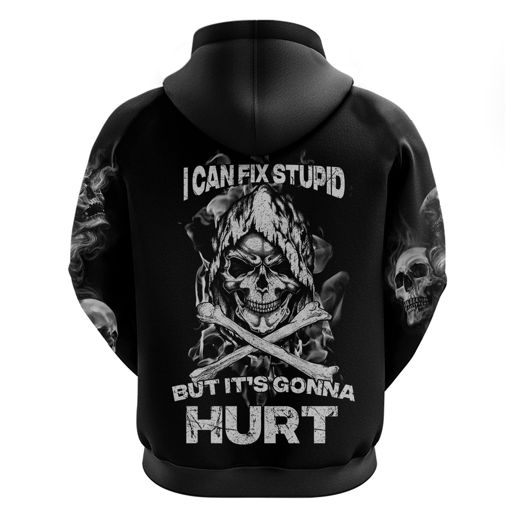 Skull Hoodie I Can Fix Stupid - Wonder Print Shop