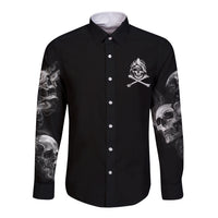 Skull Long Sleeve Button Shirt I Can Fix Stupid - Wonder Print Shop