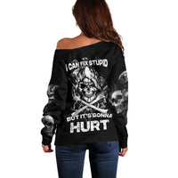Skull Off Shoulder Sweater I Can Fix Stupid - Wonder Print Shop