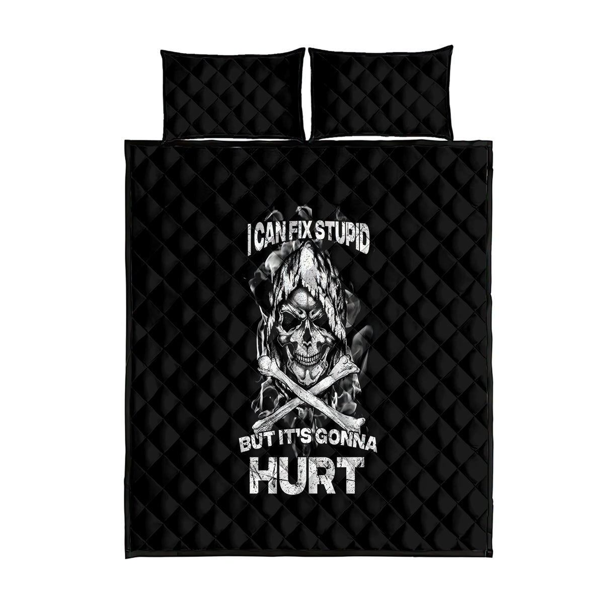 Skull Quilt Bed Set I Can Fix Stupid - Wonder Print Shop