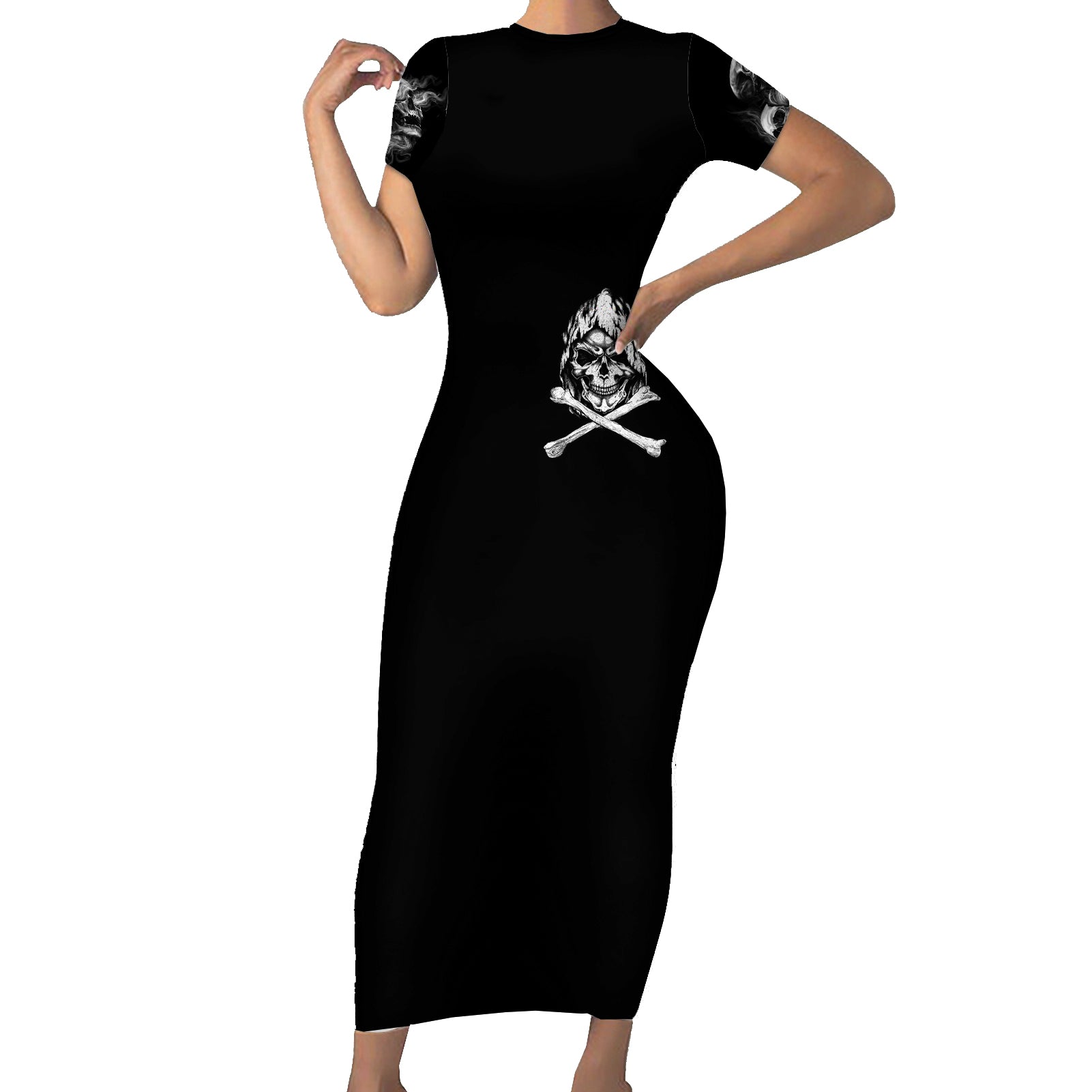 Skull Short Sleeve Bodycon Dress I Can Fix Stupid - Wonder Print Shop