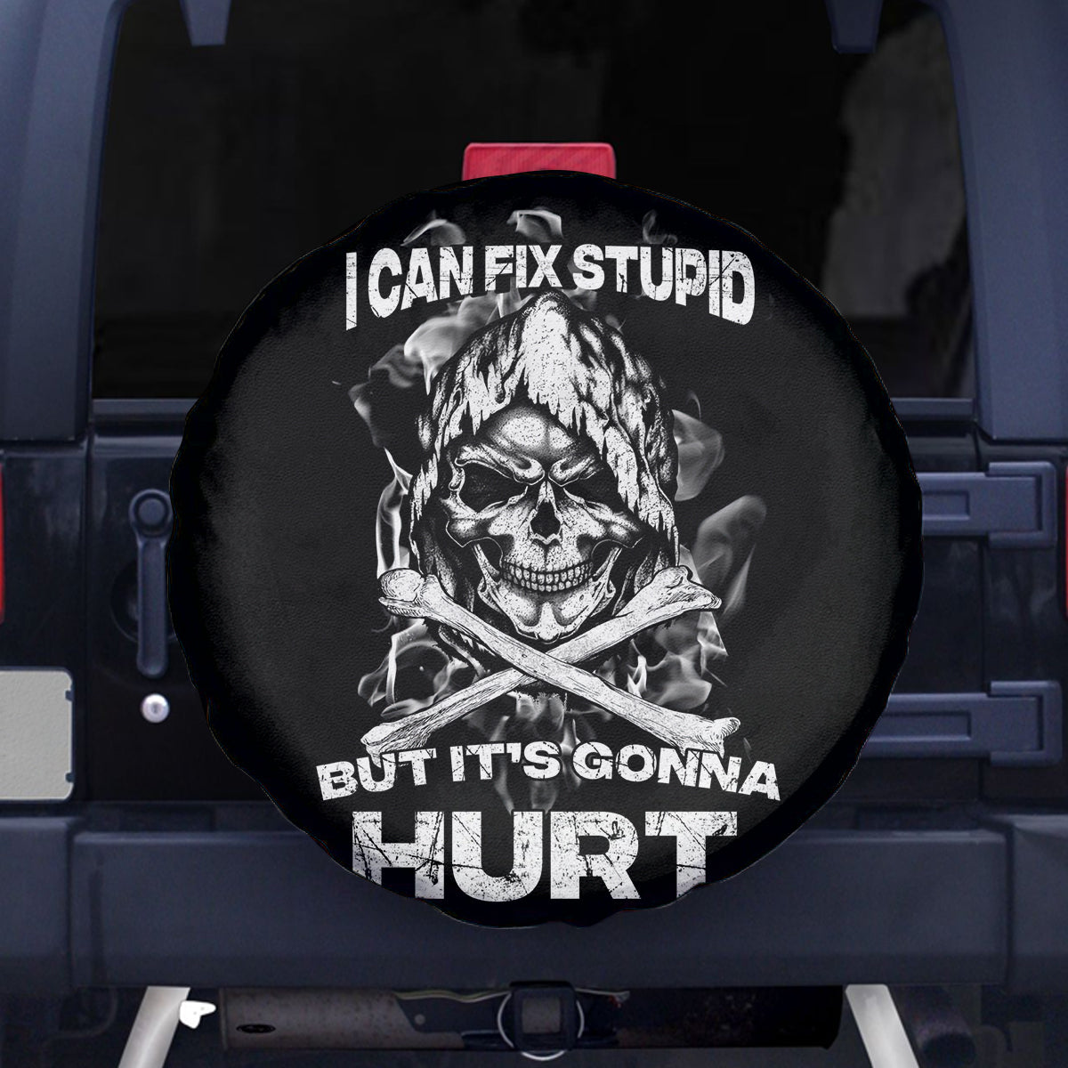 Skull Spare Tire Cover I Can Fix Stupid - Wonder Print Shop