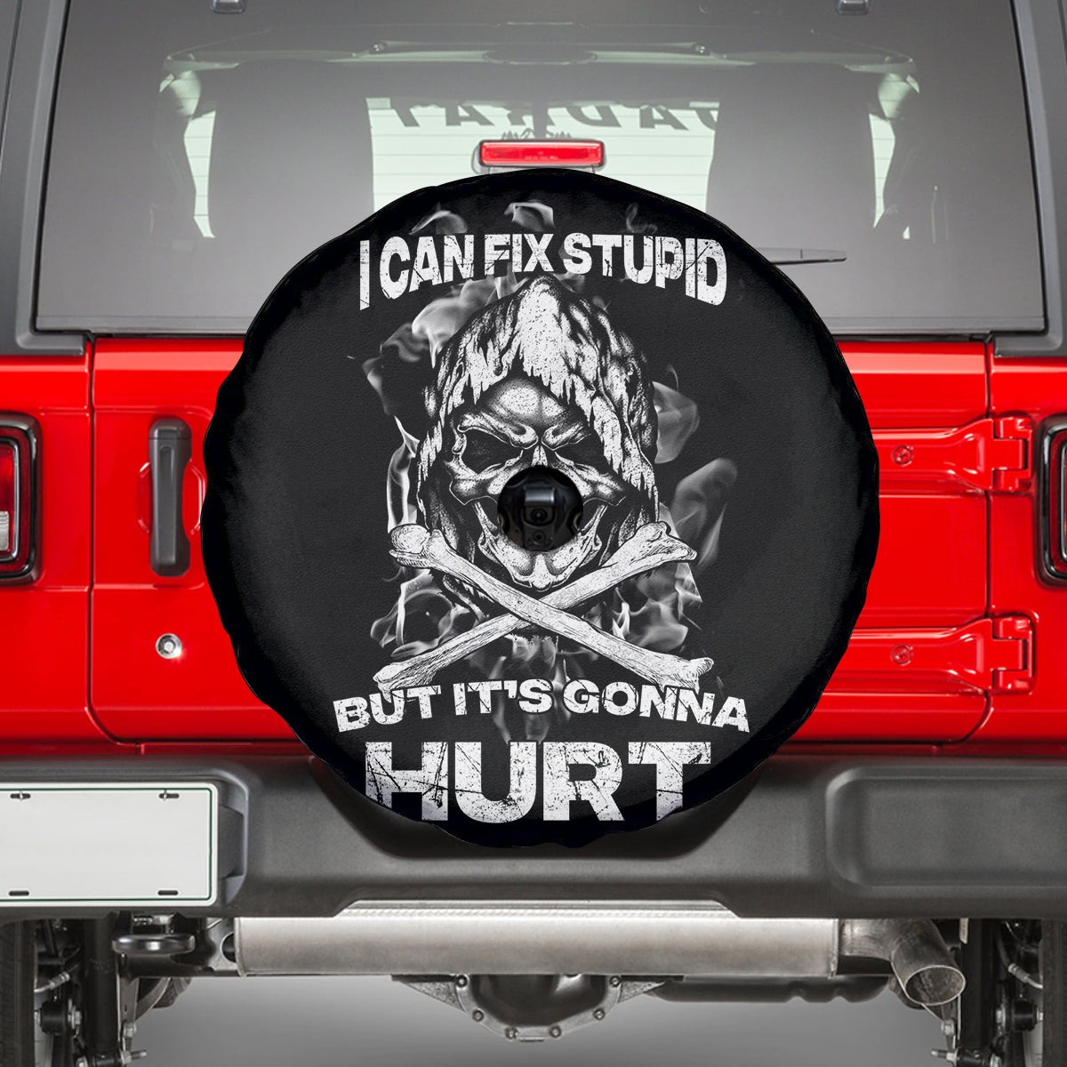Skull Spare Tire Cover I Can Fix Stupid - Wonder Print Shop