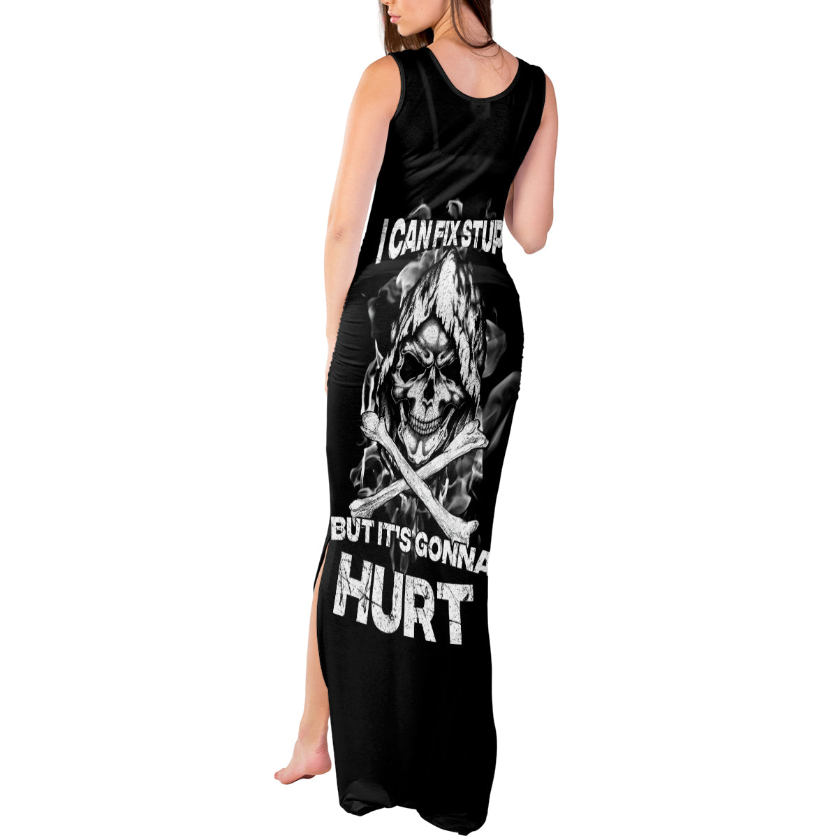 Skull Tank Maxi Dress I Can Fix Stupid - Wonder Print Shop