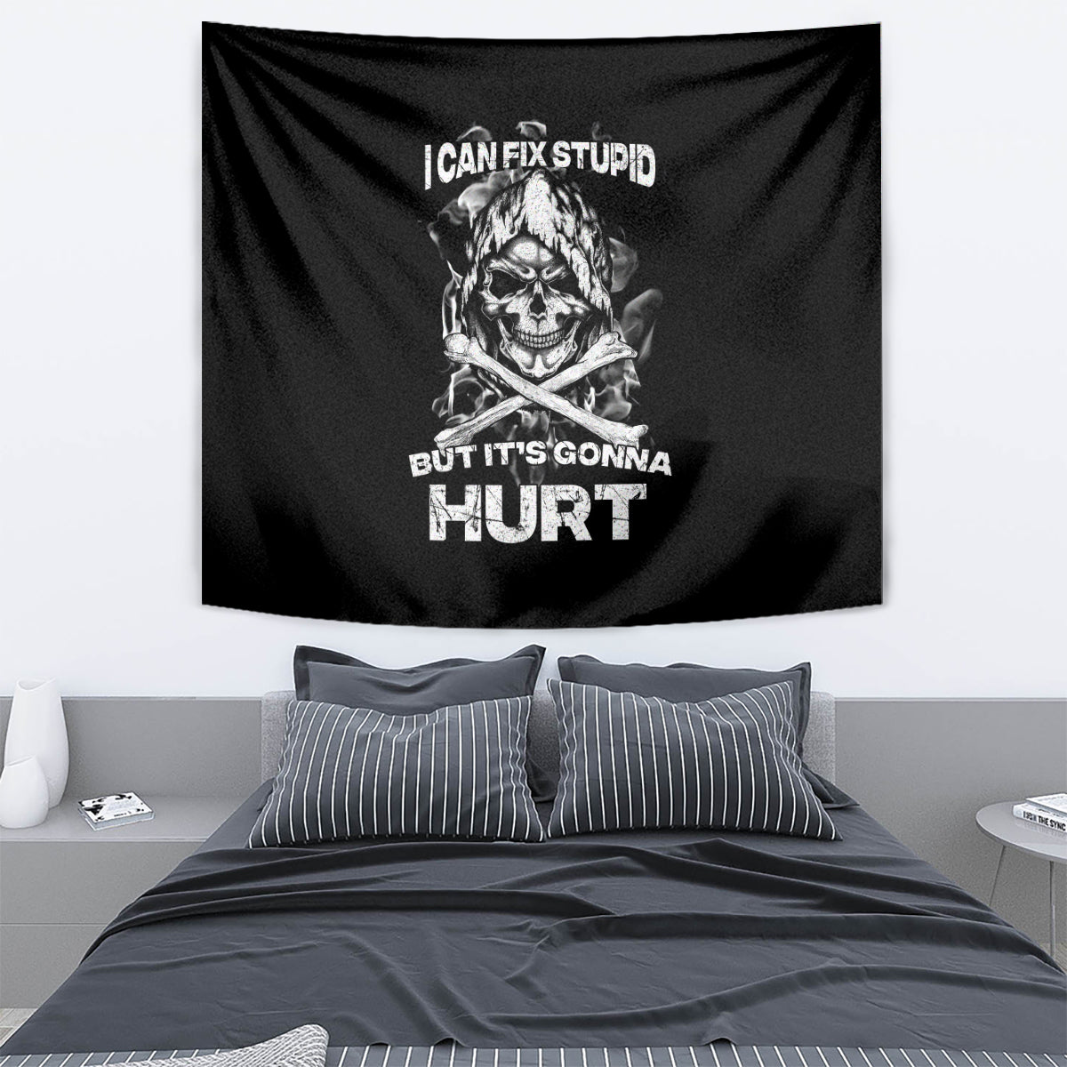 Skull Tapestry I Can Fix Stupid - Wonder Print Shop
