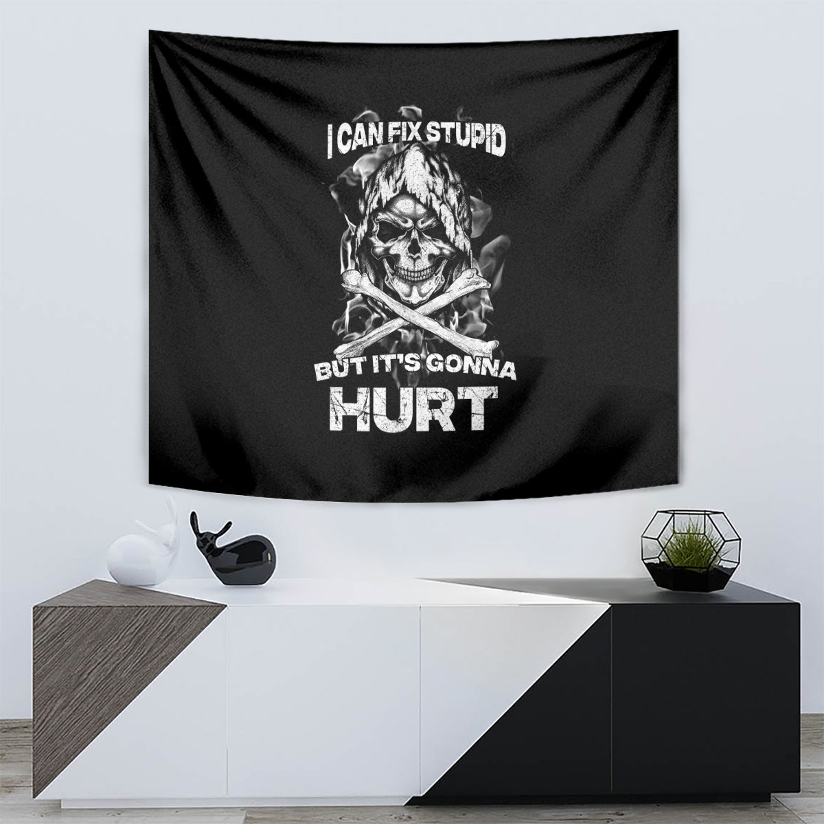 Skull Tapestry I Can Fix Stupid - Wonder Print Shop