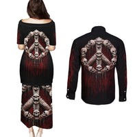 Reaper Couples Matching Puletasi Dress and Long Sleeve Button Shirts Uncle Death Angel Peace Skull - Wonder Print Shop