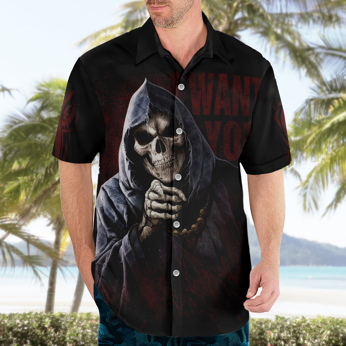 Reaper Hawaiian Shirt Uncle Death Angel Peace Skull - Wonder Print Shop