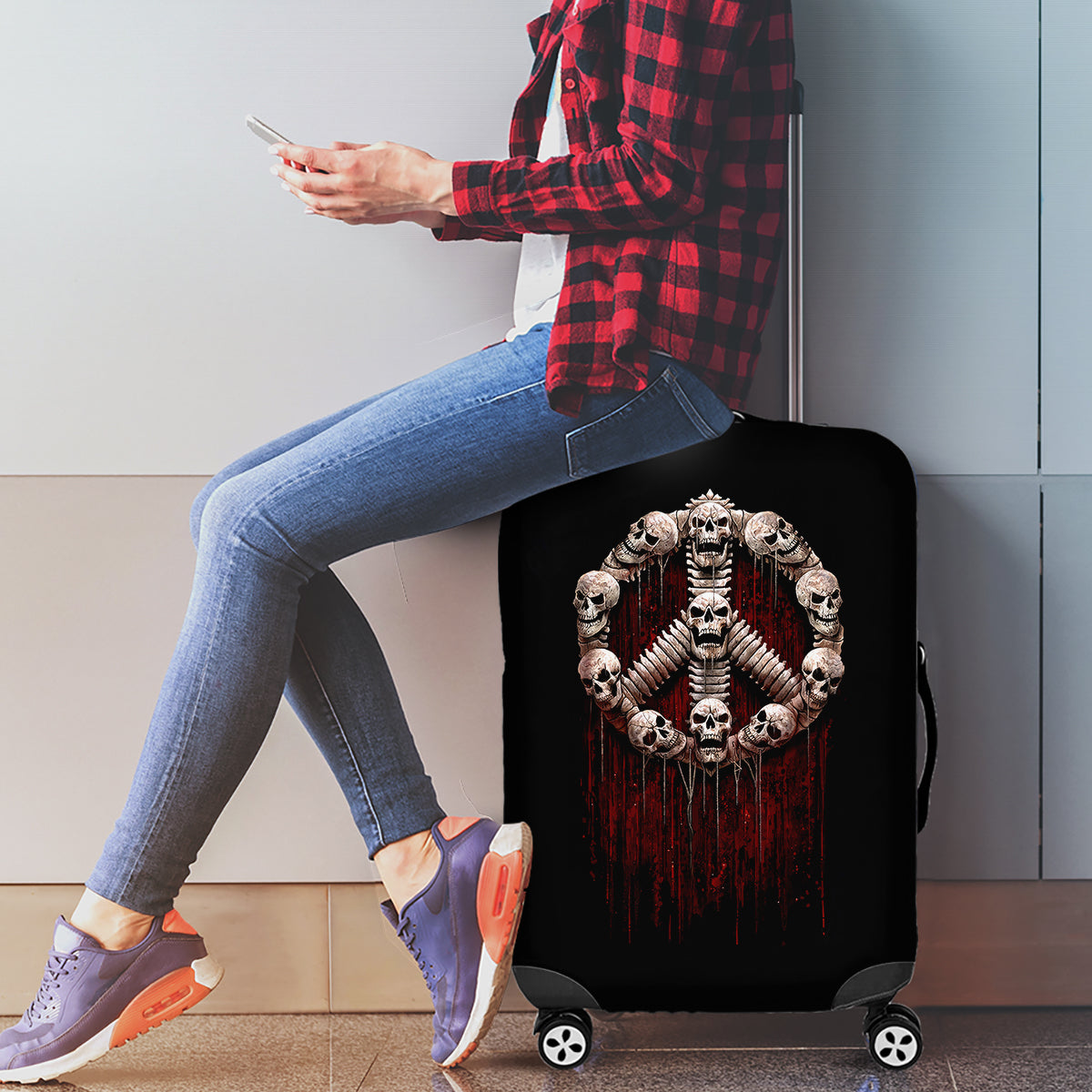Reaper Luggage Cover Uncle Death Angel Peace Skull - Wonder Print Shop