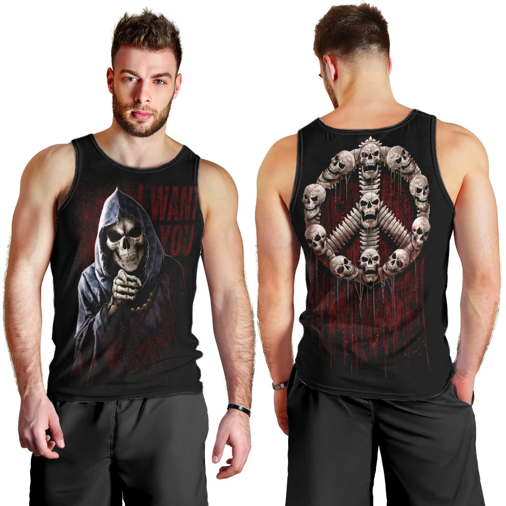 Reaper Men Tank Top Uncle Death Angel Peace Skull DT01