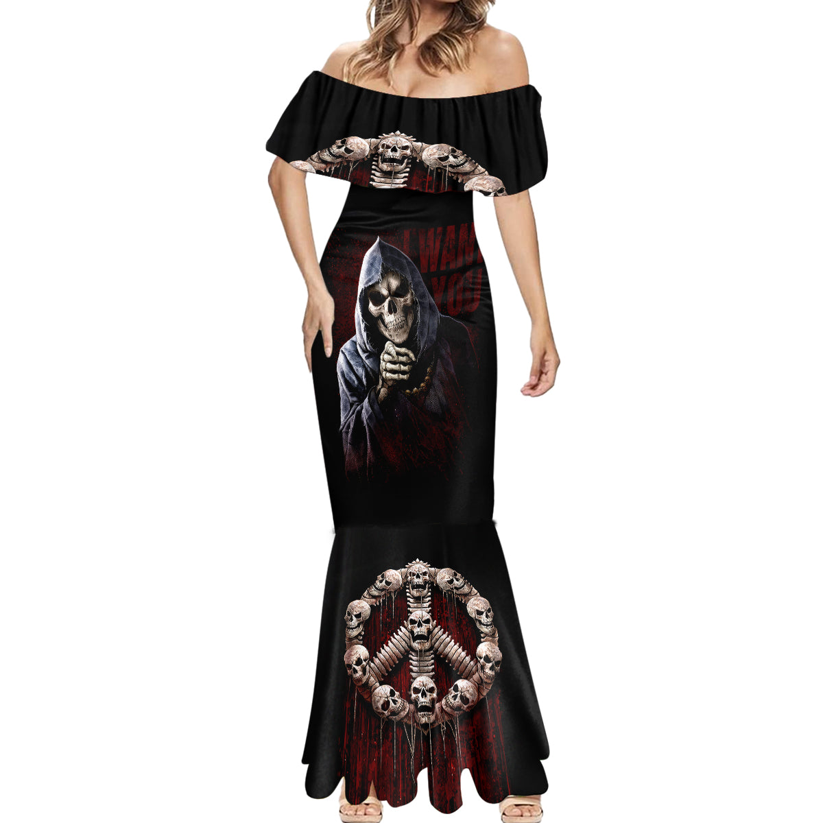 Reaper Mermaid Dress Uncle Death Angel Peace Skull - Wonder Print Shop