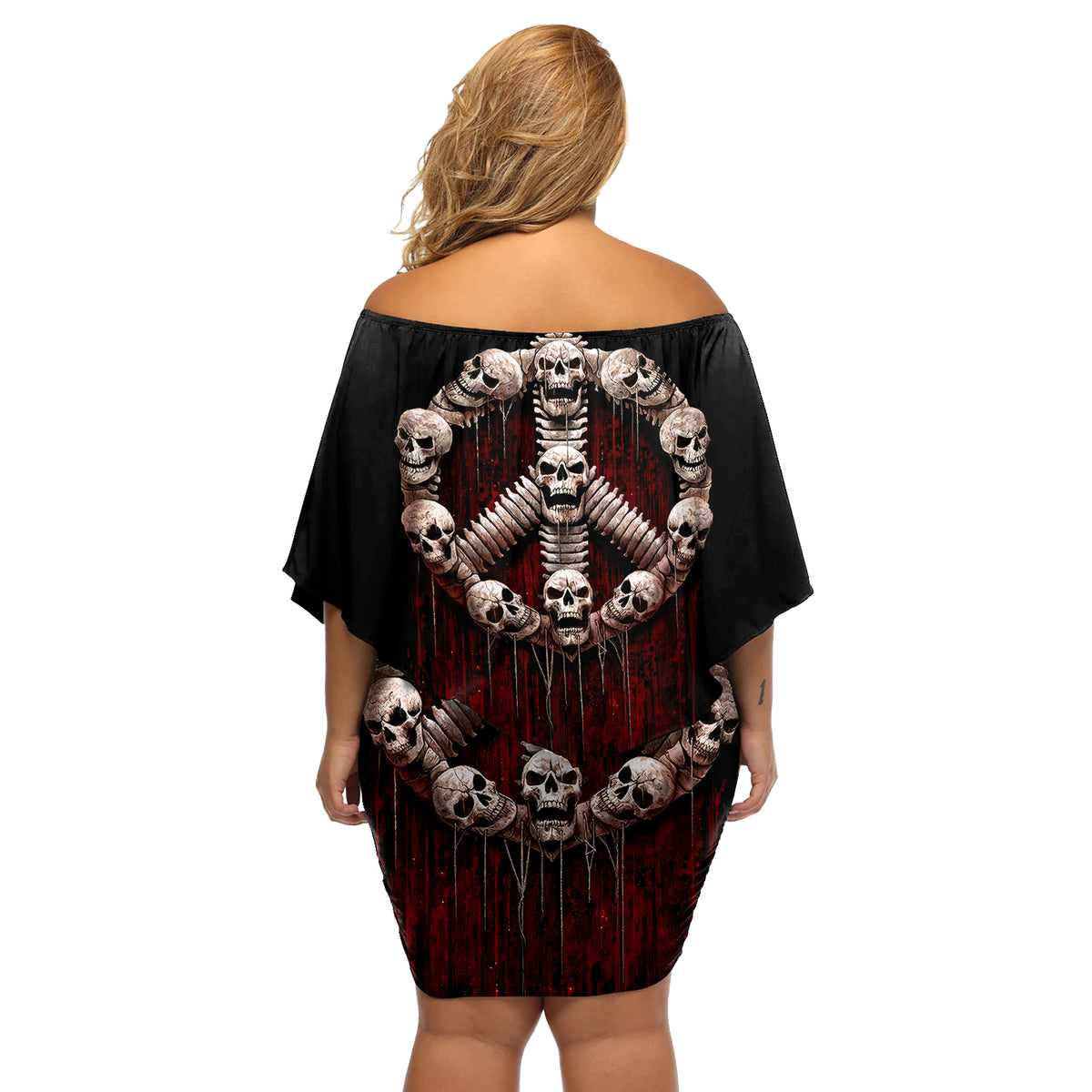 Reaper Off Shoulder Short Dress Uncle Death Angel Peace Skull - Wonder Print Shop