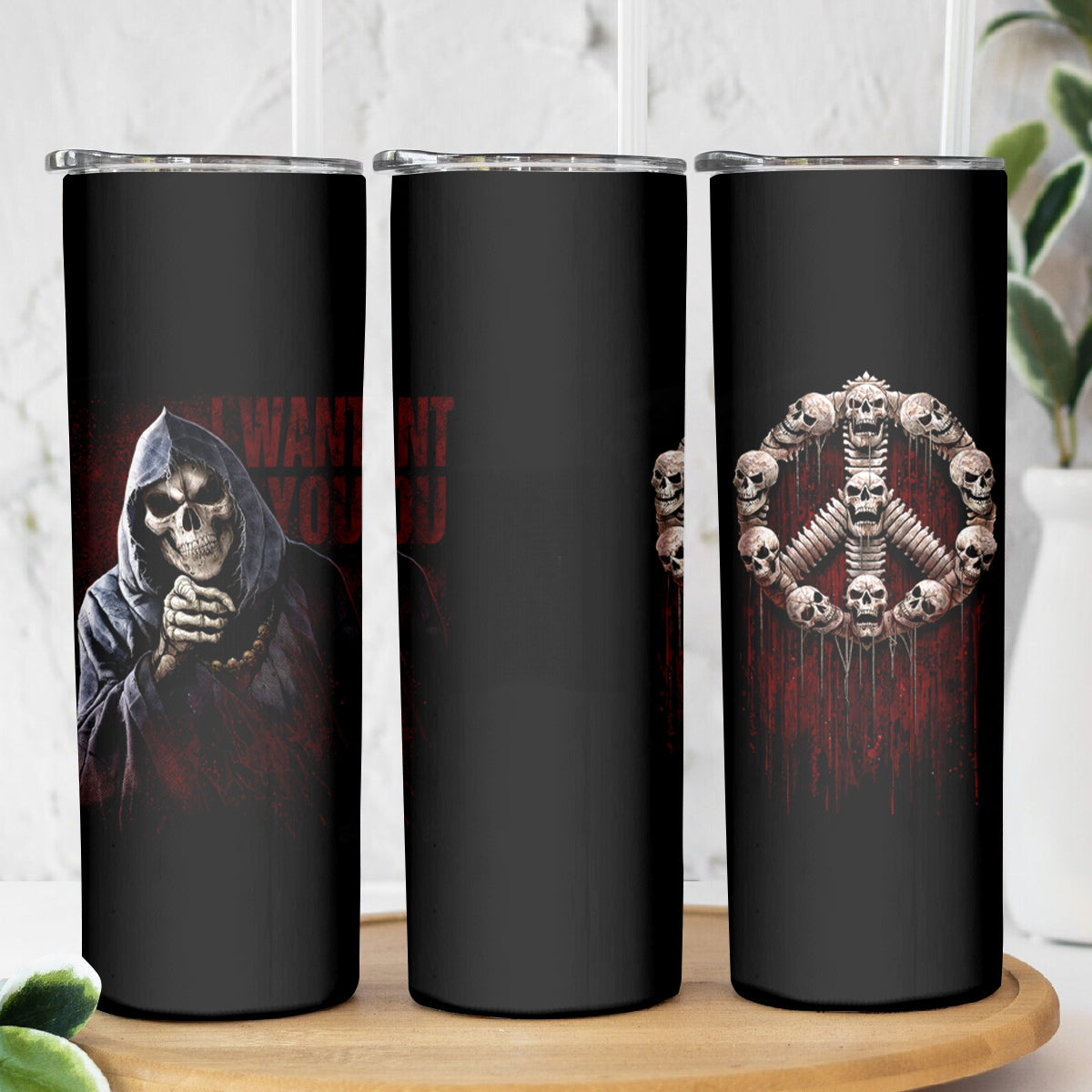 Reaper Skinny Tumbler Uncle Death Angel Peace Skull - Wonder Print Shop