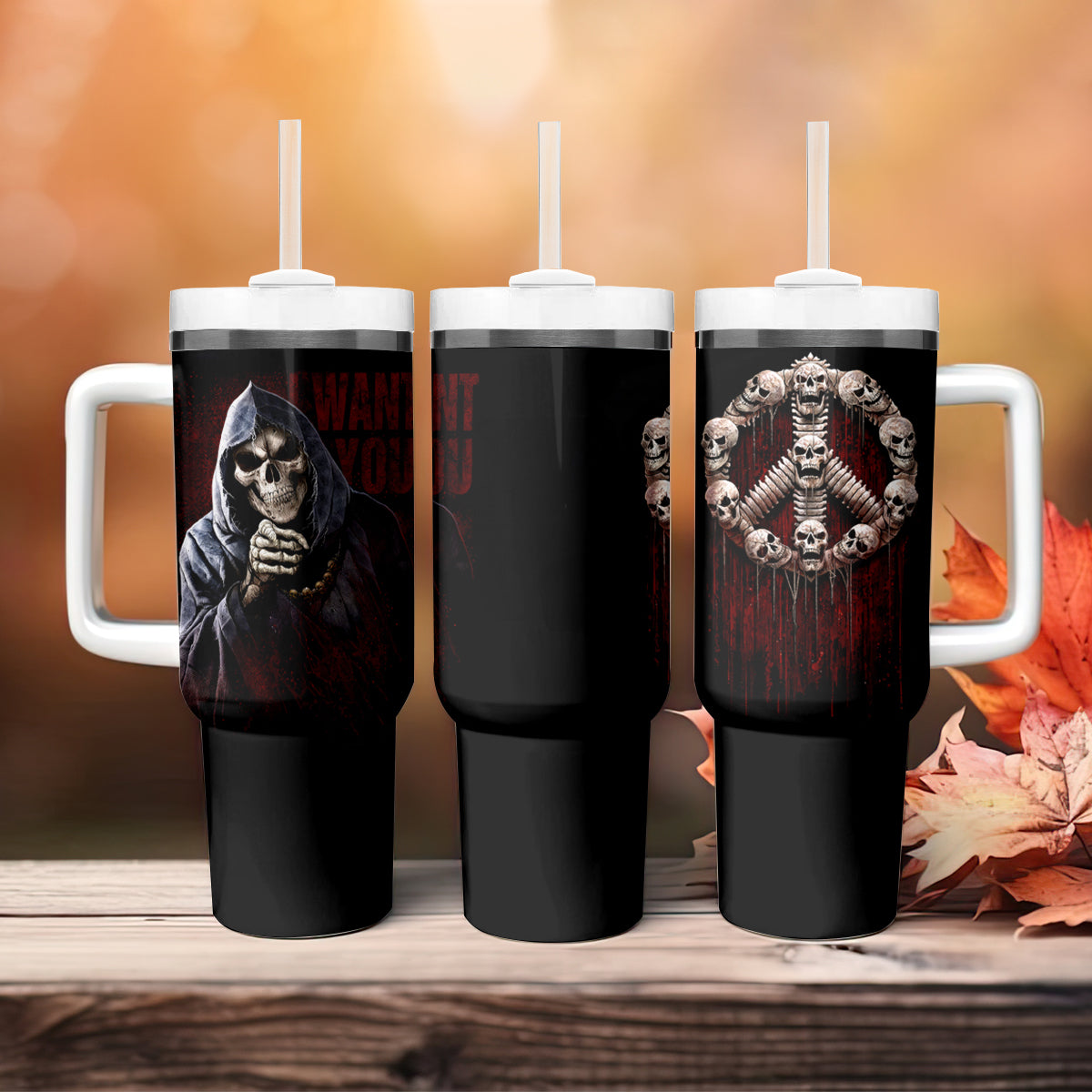 Reaper Tumbler With Handle Uncle Death Angel Peace Skull - Wonder Print Shop