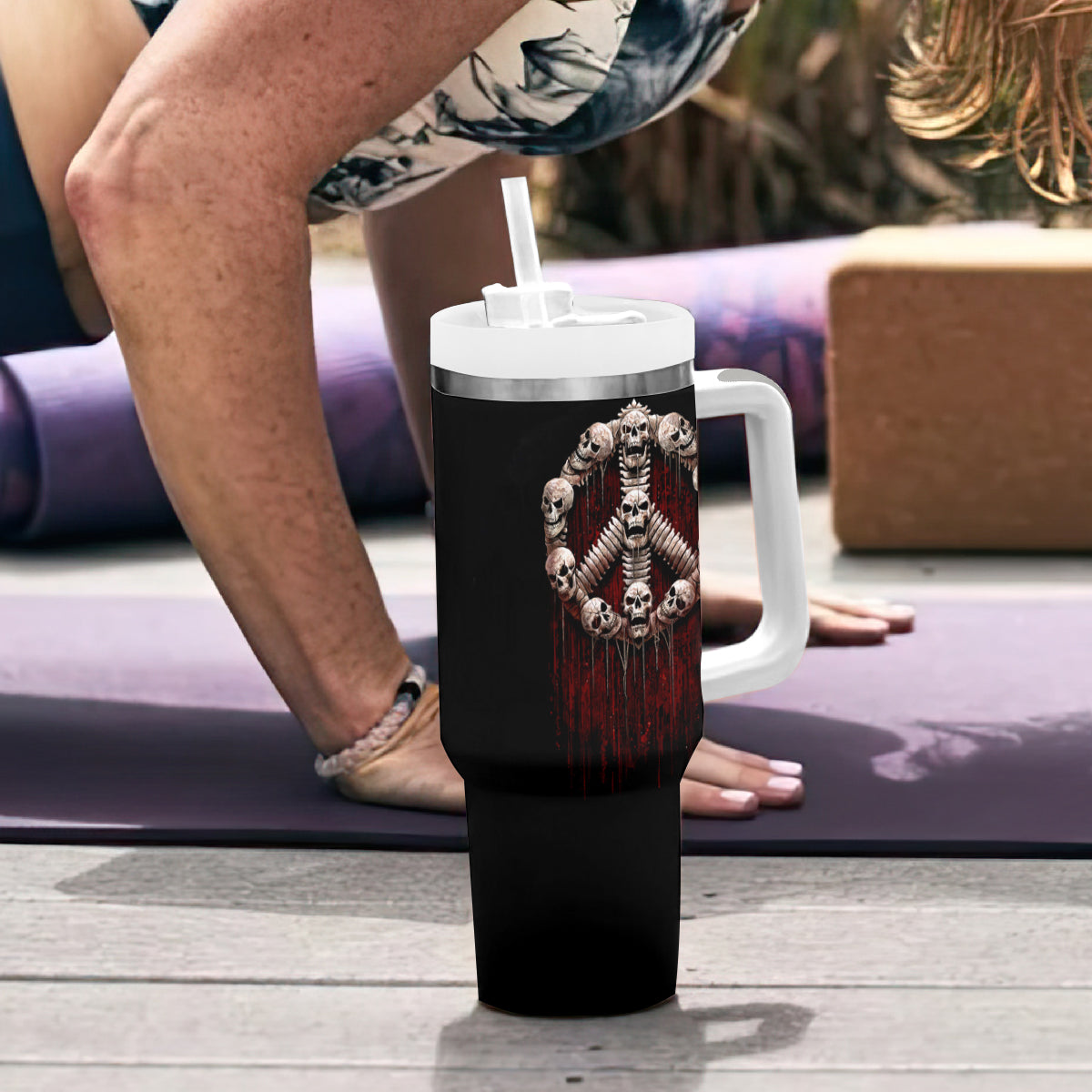 Reaper Tumbler With Handle Uncle Death Angel Peace Skull - Wonder Print Shop
