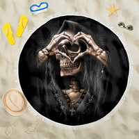 Reaper Heart Beach Blanket Eternal Embrace - Uniting Souls in the Realm of Skulls - Wonder Print Shop