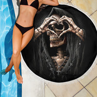 Reaper Heart Beach Blanket Eternal Embrace - Uniting Souls in the Realm of Skulls - Wonder Print Shop