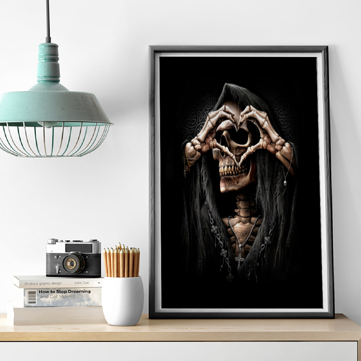 Reaper Heart Canvas Wall Art Eternal Embrace - Uniting Souls in the Realm of Skulls - Wonder Print Shop