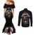 Reaper Heart Couples Matching Mermaid Dress and Long Sleeve Button Shirts Eternal Embrace - Uniting Souls in the Realm of Skulls DT01