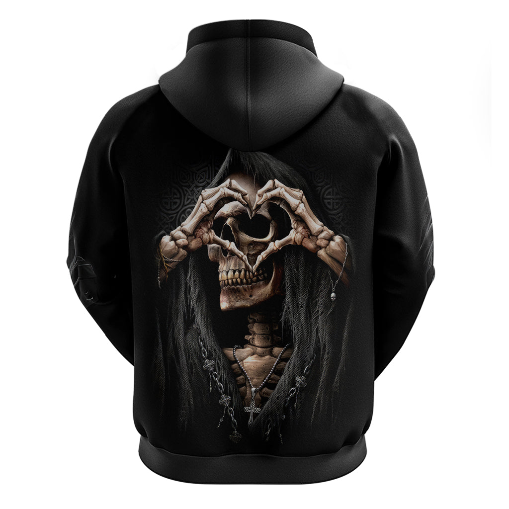 Reaper Heart Hoodie Eternal Embrace - Uniting Souls in the Realm of Skulls - Wonder Print Shop