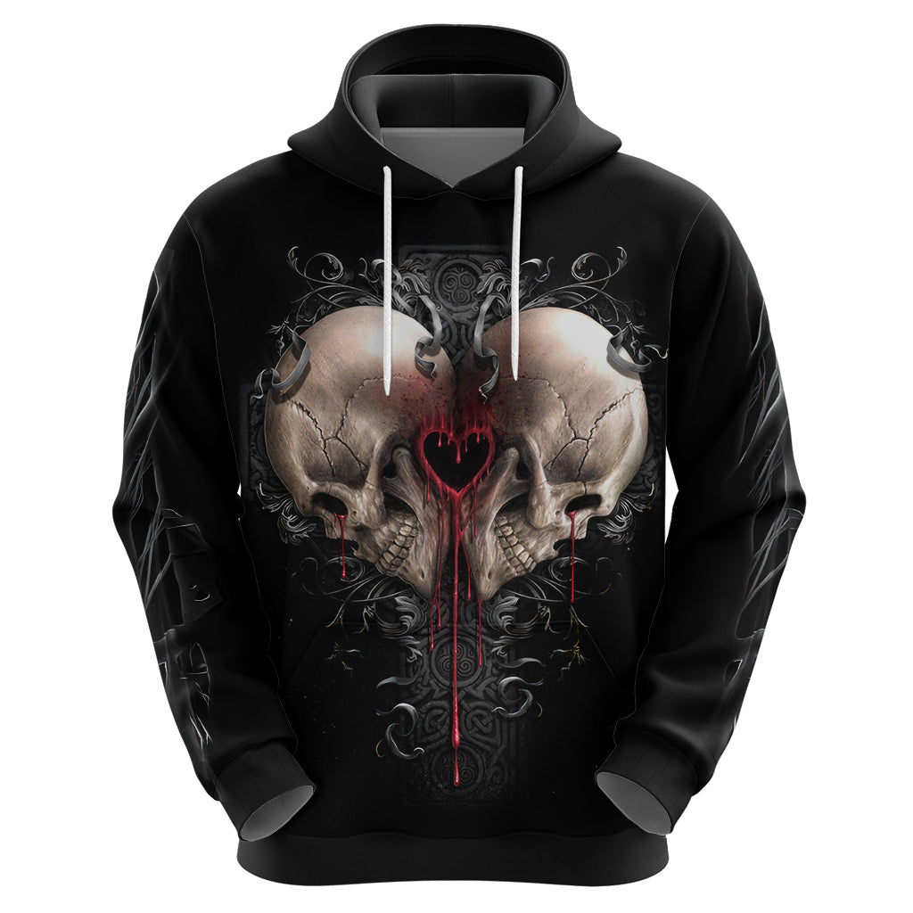 Reaper Heart Hoodie Eternal Embrace - Uniting Souls in the Realm of Skulls - Wonder Print Shop