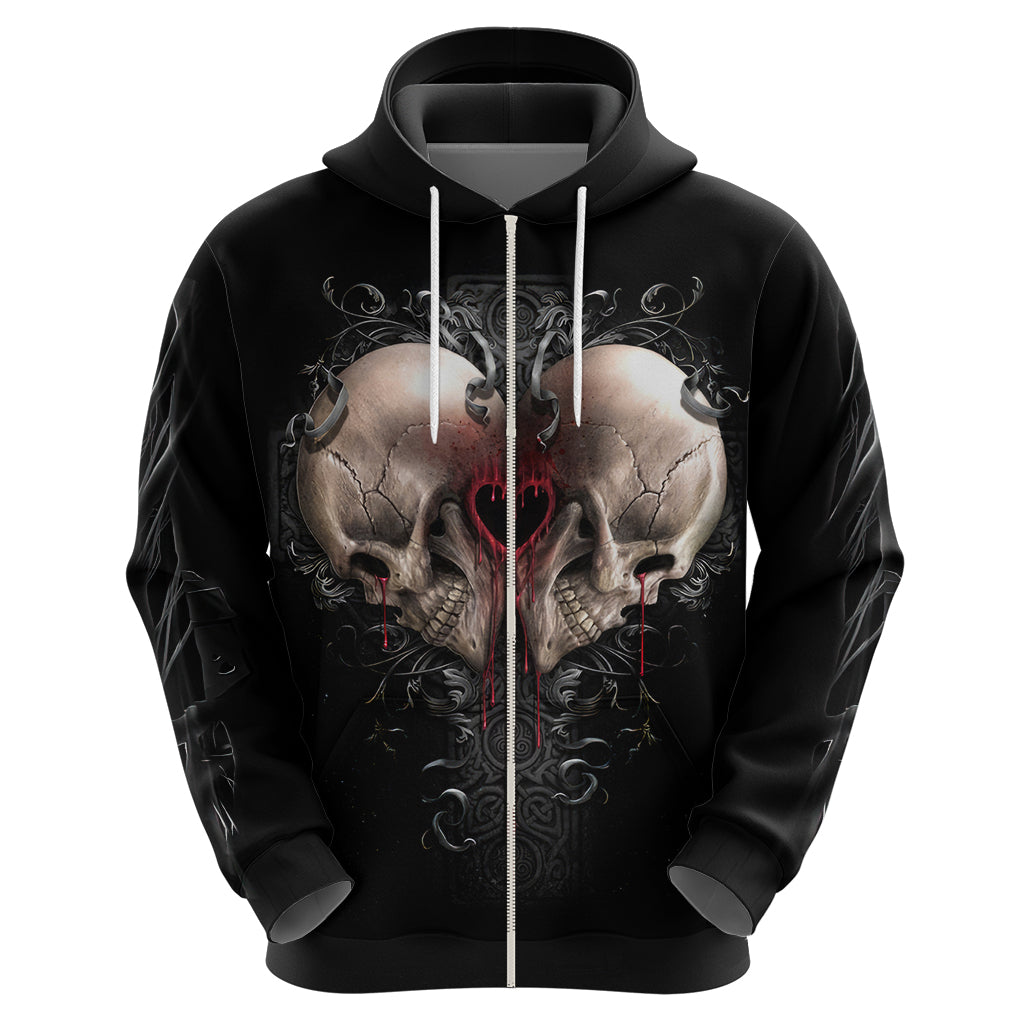 Reaper Heart Hoodie Eternal Embrace - Uniting Souls in the Realm of Skulls - Wonder Print Shop
