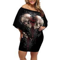 Reaper Heart Off Shoulder Short Dress Eternal Embrace - Uniting Souls in the Realm of Skulls - Wonder Print Shop