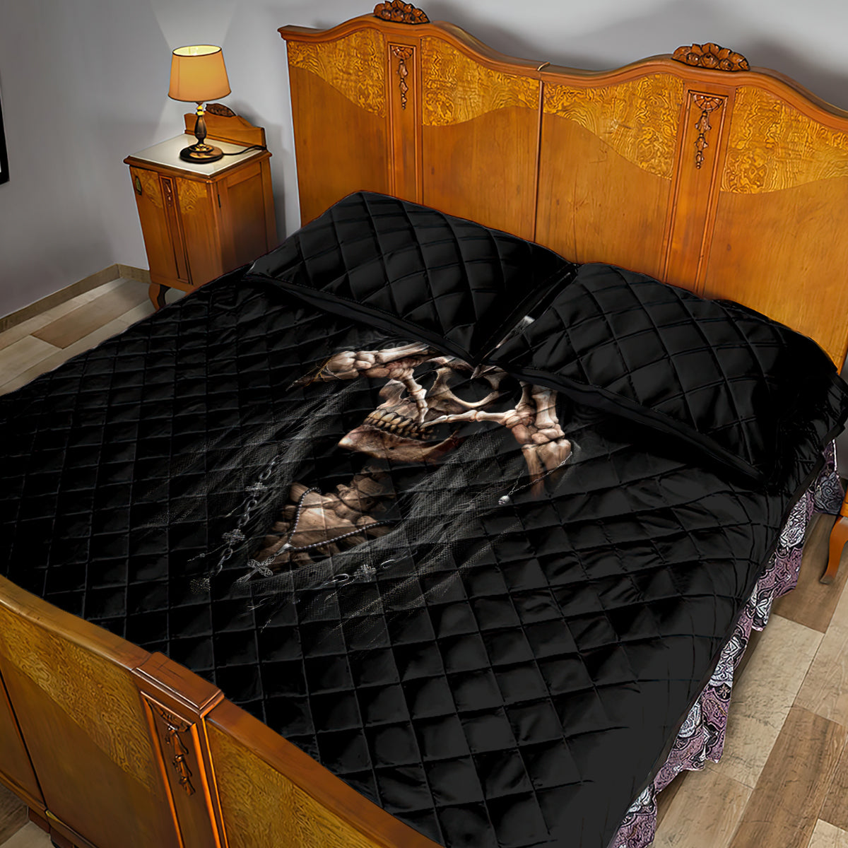 Reaper Heart Quilt Bed Set Eternal Embrace - Uniting Souls in the Realm of Skulls - Wonder Print Shop