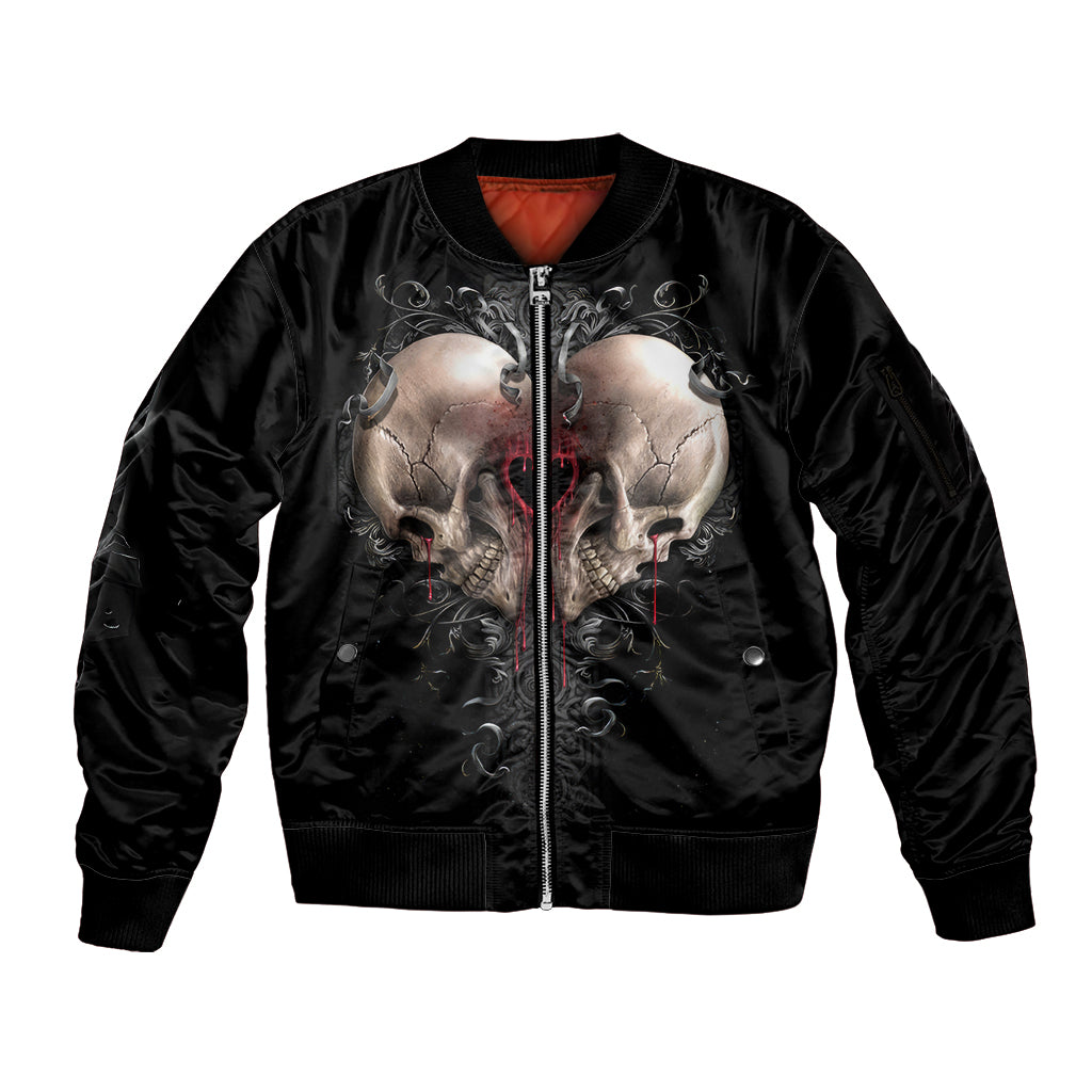 Reaper Heart Sleeve Zip Bomber Jacket Eternal Embrace - Uniting Souls in the Realm of Skulls - Wonder Print Shop