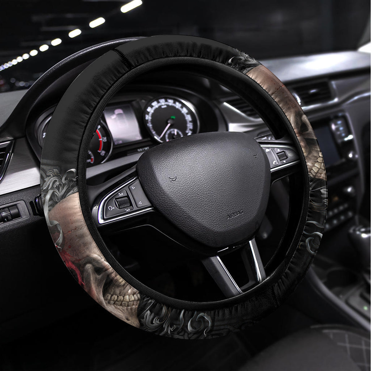 Reaper Heart Steering Wheel Cover Eternal Embrace - Uniting Souls in the Realm of Skulls - Wonder Print Shop