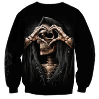 Reaper Heart Sweatshirt Eternal Embrace - Uniting Souls in the Realm of Skulls - Wonder Print Shop