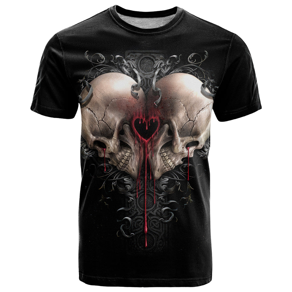Reaper Heart T Shirt Eternal Embrace - Uniting Souls in the Realm of Skulls - Wonder Print Shop