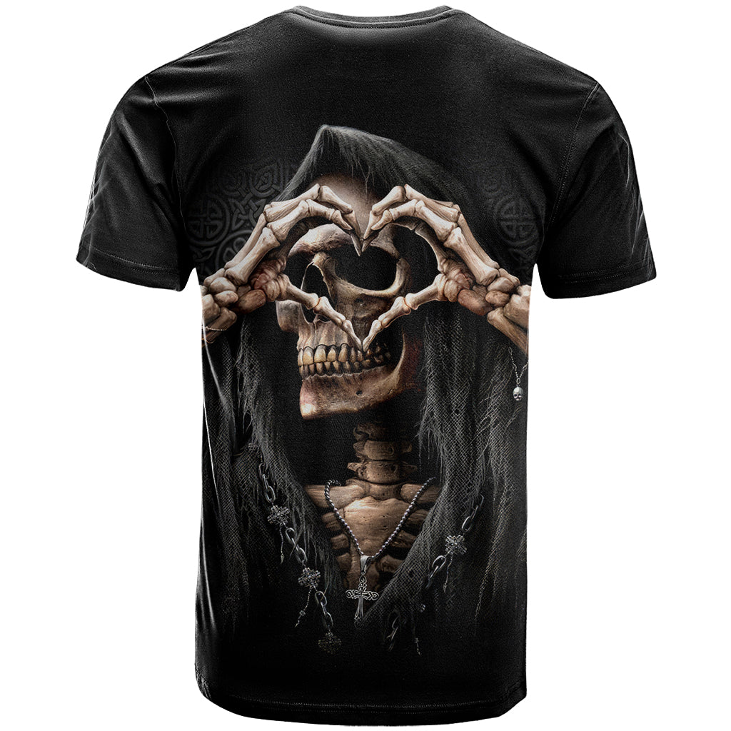 Reaper Heart T Shirt Eternal Embrace - Uniting Souls in the Realm of Skulls - Wonder Print Shop
