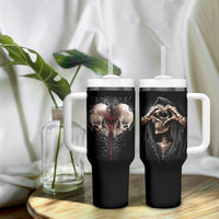 Reaper Heart Tumbler With Handle Eternal Embrace - Uniting Souls in the Realm of Skulls - Wonder Print Shop