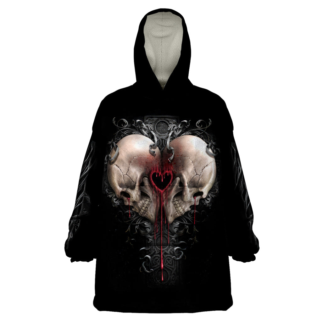 Reaper Heart Wearable Blanket Hoodie Eternal Embrace - Uniting Souls in the Realm of Skulls - Wonder Print Shop