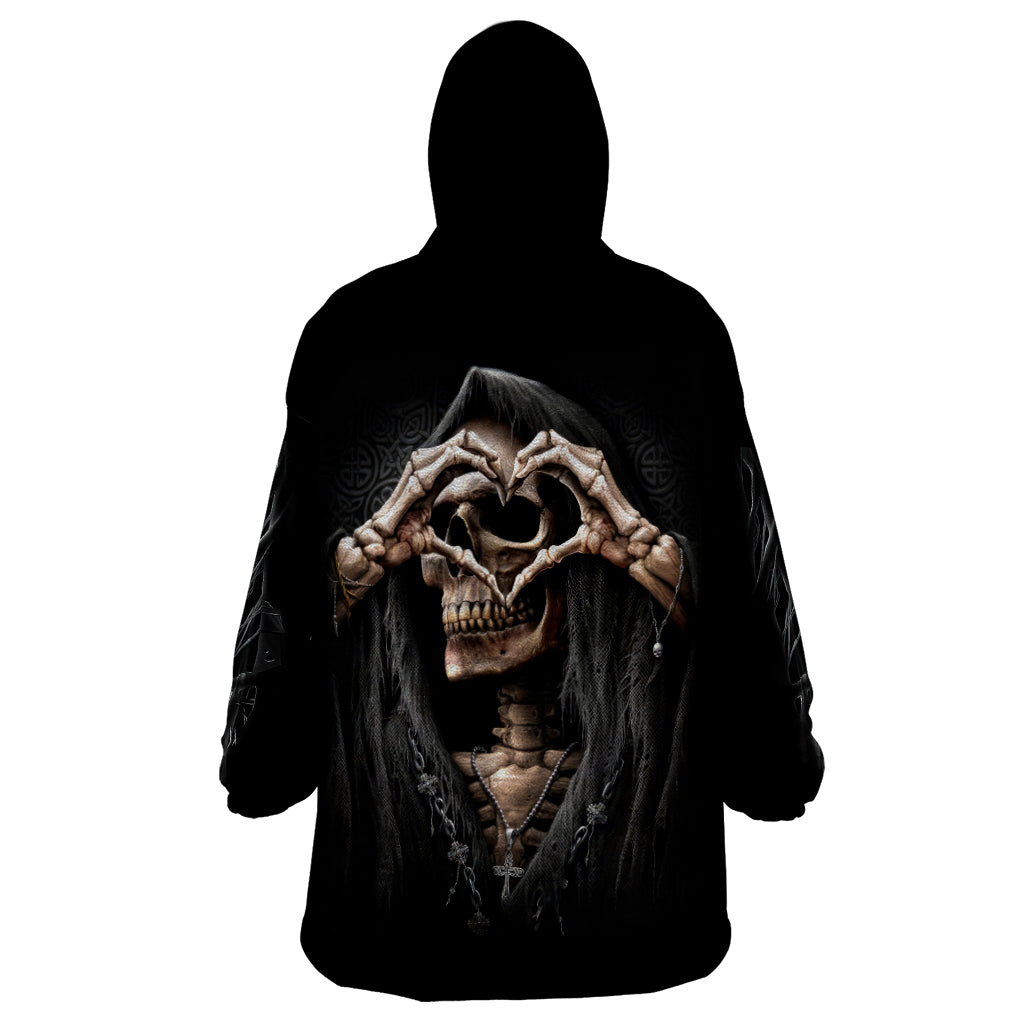 Reaper Heart Wearable Blanket Hoodie Eternal Embrace - Uniting Souls in the Realm of Skulls - Wonder Print Shop