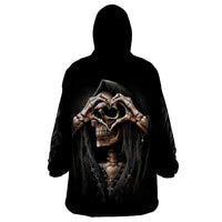 Reaper Heart Wearable Blanket Hoodie Eternal Embrace - Uniting Souls in the Realm of Skulls - Wonder Print Shop