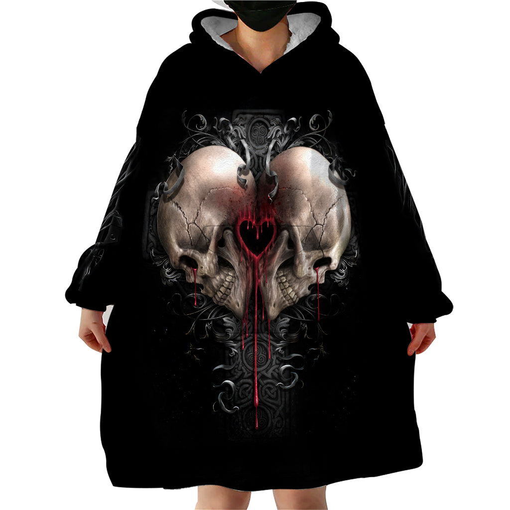 Reaper Heart Wearable Blanket Hoodie Eternal Embrace - Uniting Souls in the Realm of Skulls - Wonder Print Shop