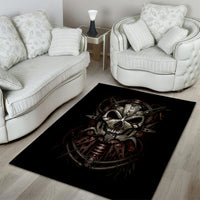 Unveiling the Mechanical Skull Area Rug Cybernetic Enigma - Wonder Print Shop