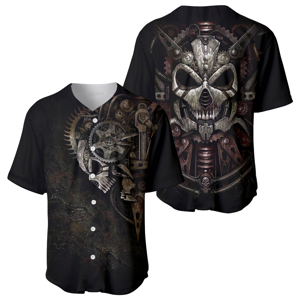 Unveiling the Mechanical Skull Baseball Jersey Cybernetic Enigma - Wonder Print Shop