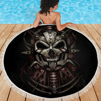 Unveiling the Mechanical Skull Beach Blanket Cybernetic Enigma - Wonder Print Shop