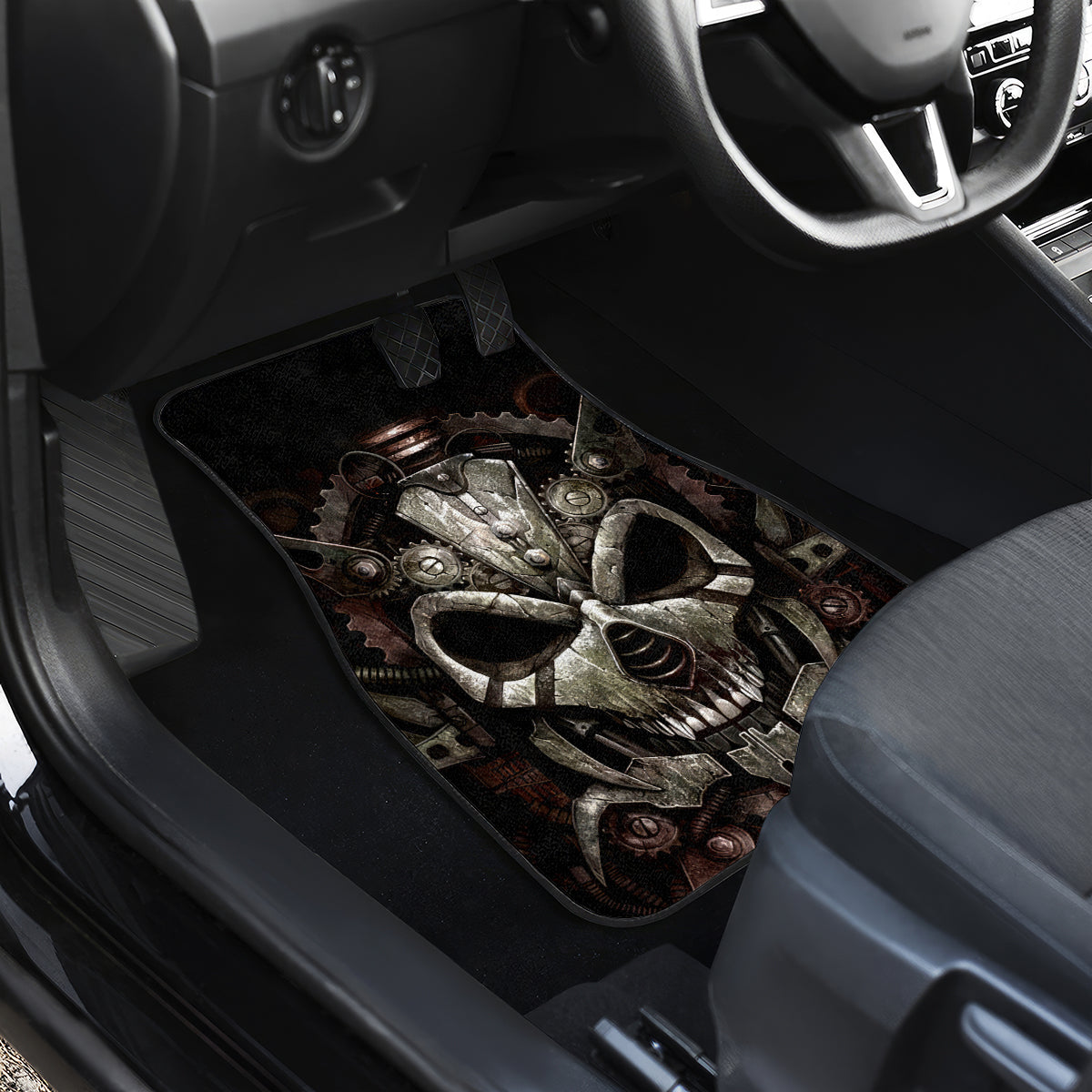 Unveiling the Mechanical Skull Car Mats Cybernetic Enigma - Wonder Print Shop