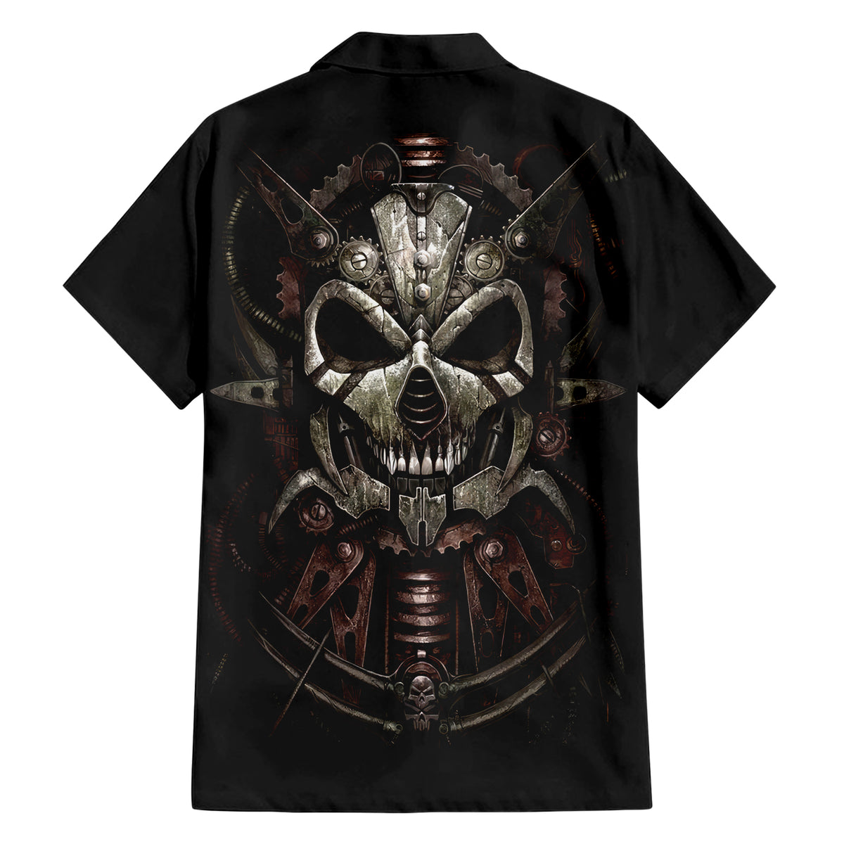 Unveiling the Mechanical Skull Hawaiian Shirt Cybernetic Enigma - Wonder Print Shop