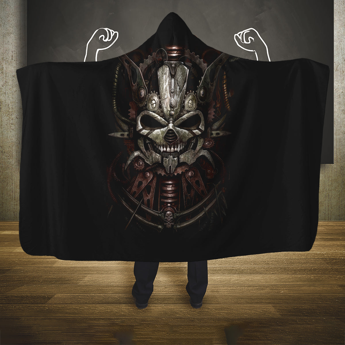 unveiling-the-mechanical-skull-hooded-blanket-cybernetic-enigma