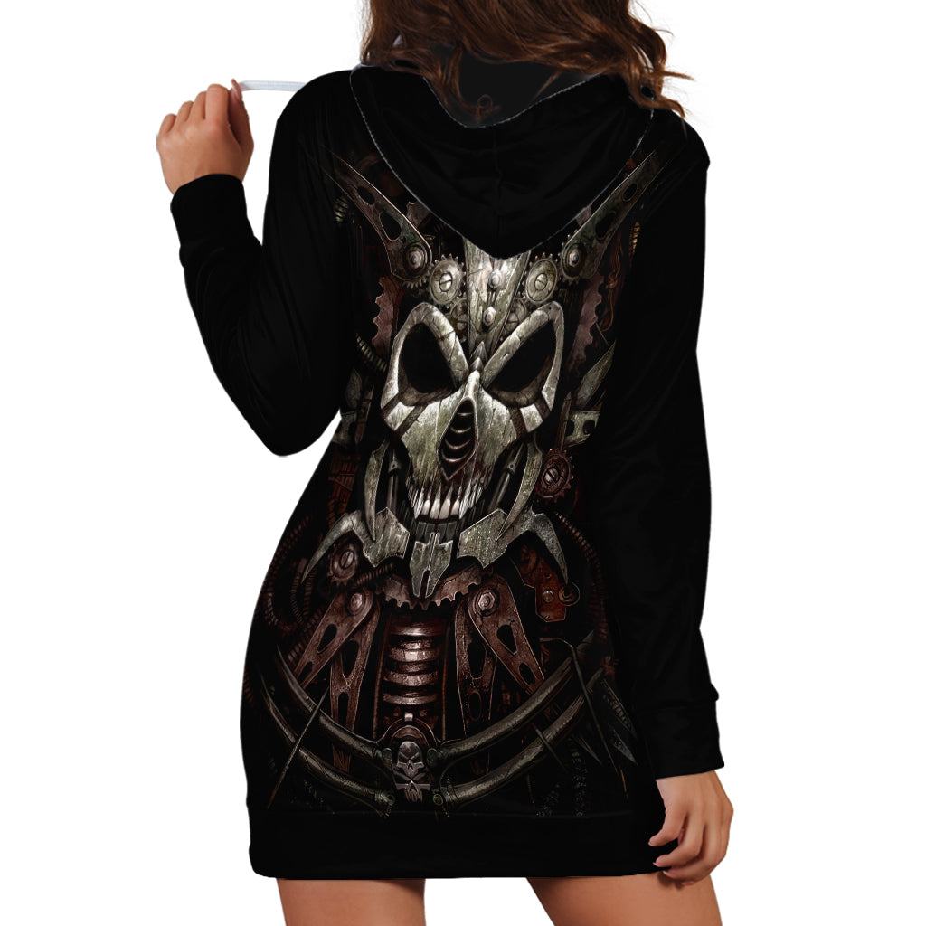 Unveiling the Mechanical Skull Hoodie Dress Cybernetic Enigma - Wonder Print Shop
