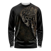 Unveiling the Mechanical Skull Long Sleeve Shirt Cybernetic Enigma - Wonder Print Shop