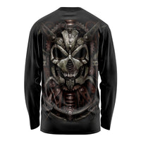 Unveiling the Mechanical Skull Long Sleeve Shirt Cybernetic Enigma - Wonder Print Shop