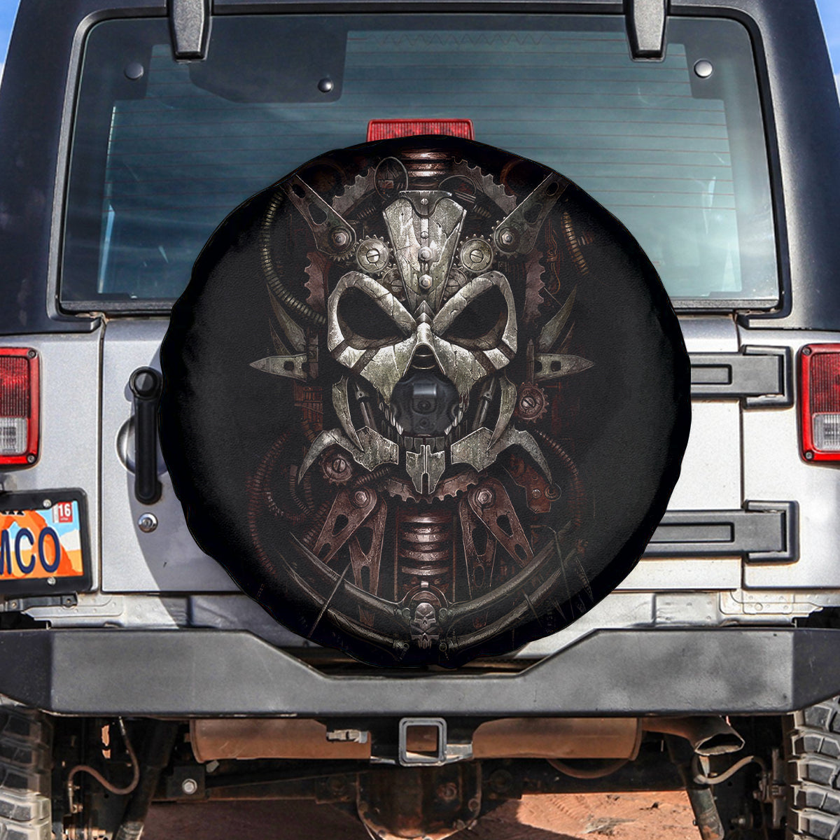 Unveiling the Mechanical Skull Spare Tire Cover Cybernetic Enigma - Wonder Print Shop